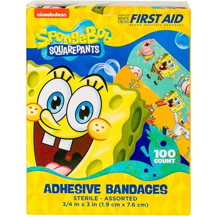 Adhesive Bandages for Kids - (Spongebob First Aid Supplies) (Sterile Stat-Strip 100 Count Box)