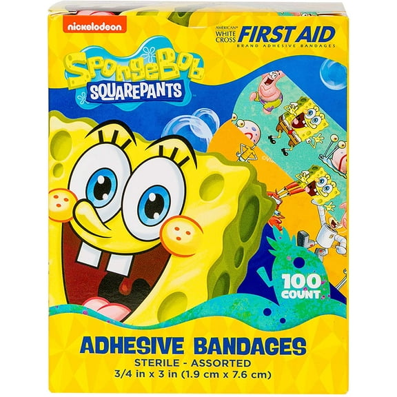 Adhesive Bandages for Kids - (Spongebob First Aid Supplies) (Sterile Stat-Strip 100 Count Box)