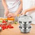 thumbnail image 4 of Germany Multifunctional Stainless Steel Basin - Thickened Version 3 Pack Multi Functional Stainless Steel Shredding & Drainage Chopping Basin with Grater (11"), 4 of 7