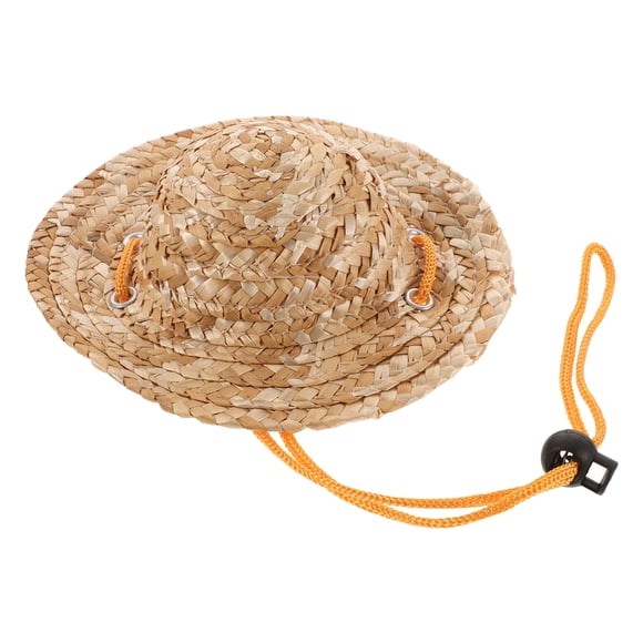 Sombrero para mascotas Sombrero de paja Ajustable Hawaii Garden Sun Bucket Cap para perros pequeños Cachorros Gatos Tamaño L