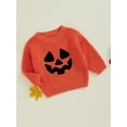 thumbnail image 5 of Okbabeha Kids Halloween Knit Sweater Long Sleeve Pumpkin Embroidery Knitwear, 5 of 9