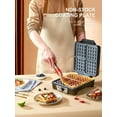 thumbnail image 2 of Belgian Waffle Maker 4 Slices, 1200W Waffle Iron, Anti-Overflow Waffle Iron with Browning Knob, Nonstick Plates, Indicator Lights, Silver/Black, 2 of 6