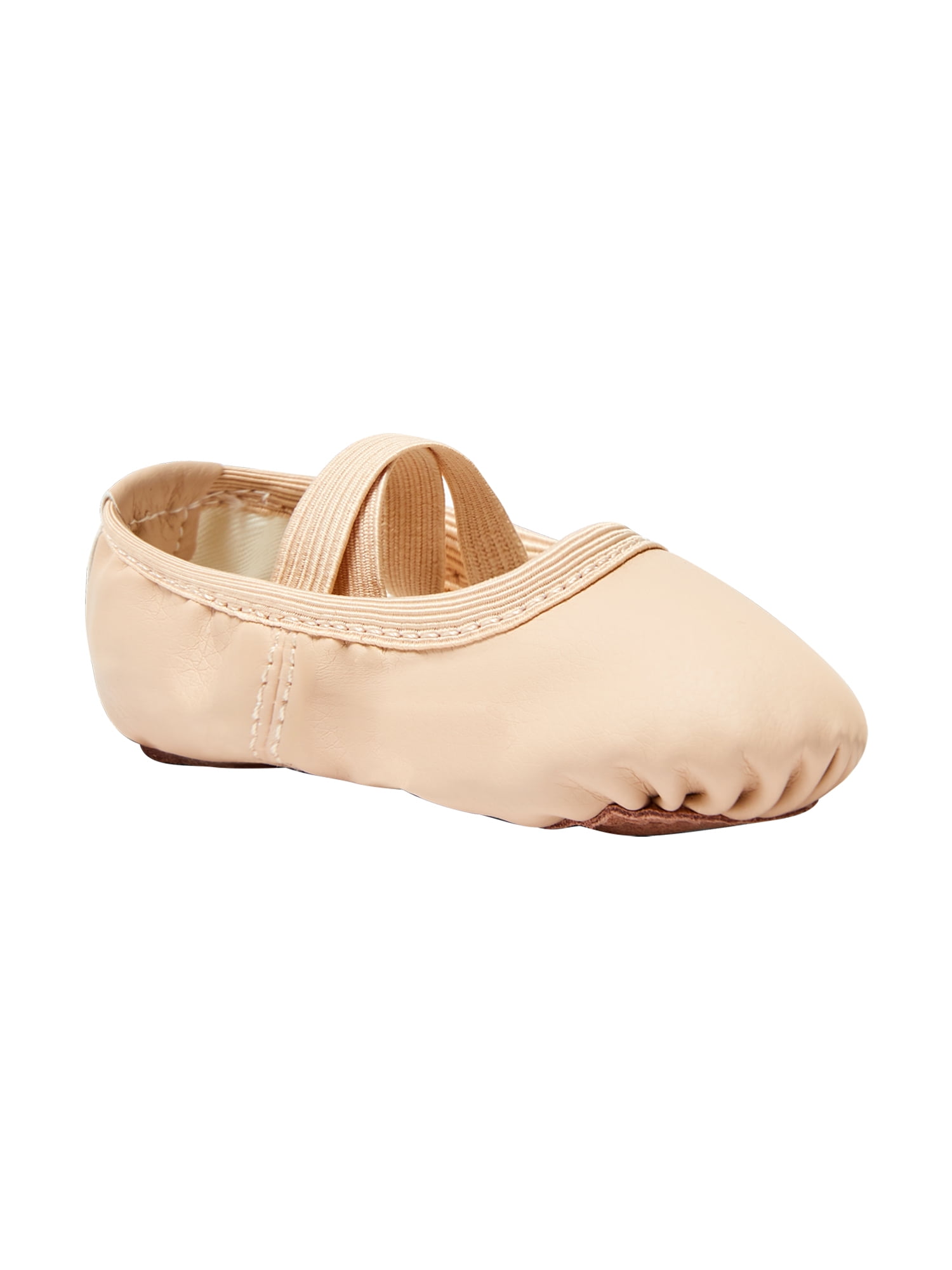 pink leather ballet shoes with elastic