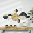 thumbnail image 2 of DecMode 44" x 23" Black Metal Geometric Half Moon Wall Clock with Adjustable Clock Face, 2 of 7