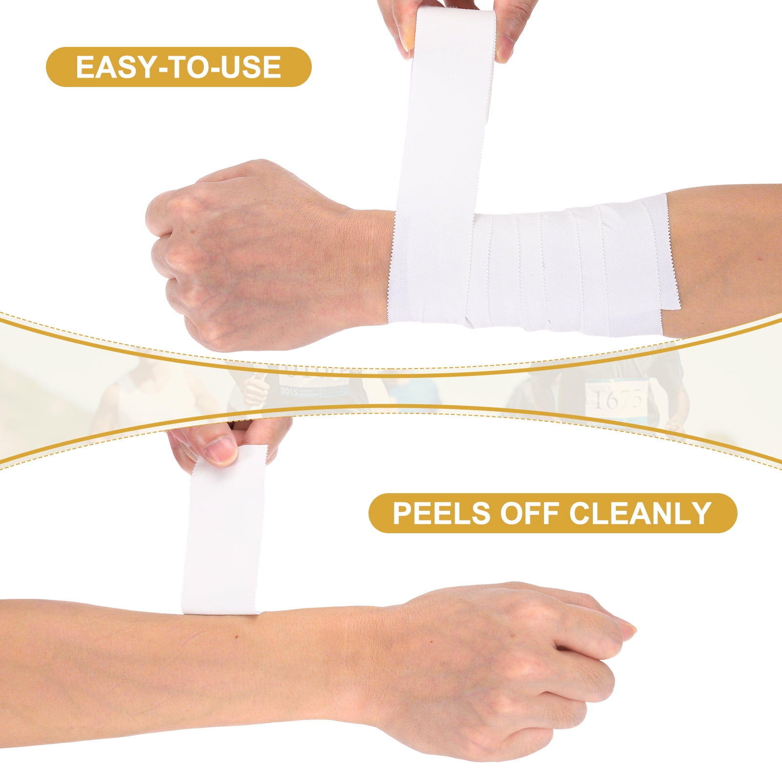 Uxcell Athletic Sports Tape Strong Adhesive Easy Tear with Serrated Edges - 1.5 in x 30 Ft, 6 Rolls, Ecru
