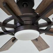 Parrot Uncle 60 Farmhouse Windmill LED Ceiling Fan with Lights and Remote, 8-Blade Reversible Rustic Large Ceiling Fan for Living Room, Bronze