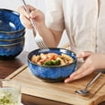 thumbnail image 4 of 24oz Ceramic Bowls Set of 4, Blue Soup & Cereal Bowls, Dishwasher & Microwave Safe, 4 of 8