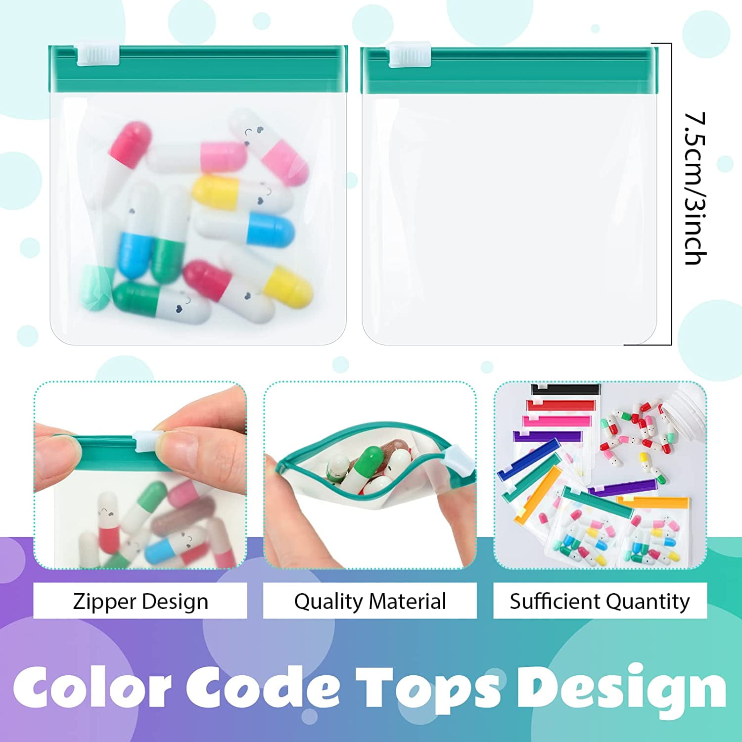 35 Pcs Pill Pouch Bags Zippered Pill Pouch Set Reusable Translucent Medicine Organizer Self Sealing Medicine Organizer Travel Plastic Bags with Slide Lock for Storage(Classic,Classic Colors)
