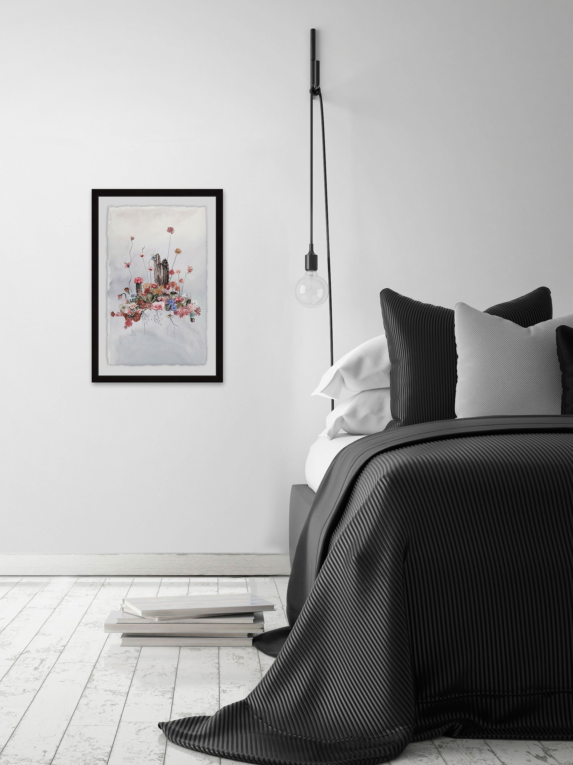 Blush Cactus Flowers Framed Painting Print