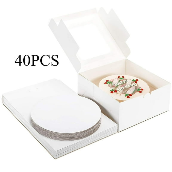Senya 40pcs 10x10x5in Disposable Cake Box Set With Window (20pcs Boxes 20pcs Boards)