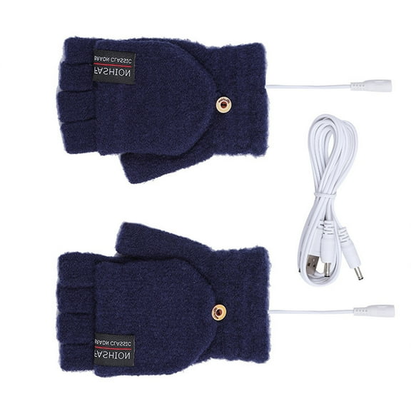 Soft Girls Gloves Warm Mittens Half & Full Finger USB Electric Heated Convertible Mitten for Winter Supplies
