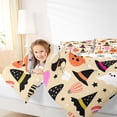 thumbnail image 3 of Feelyou Cartoon Ghost Witch Hat Twin Bedding, Cute Pumpkin Bat Bedding Comforter Set, Beige, Halloween Reversible, 7 Pieces, 3 of 7