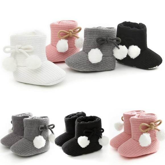 Winter Boy Girls Baby Soft Sole Snow Boots Warm Crib Shoes Toddler Boots Walk UK