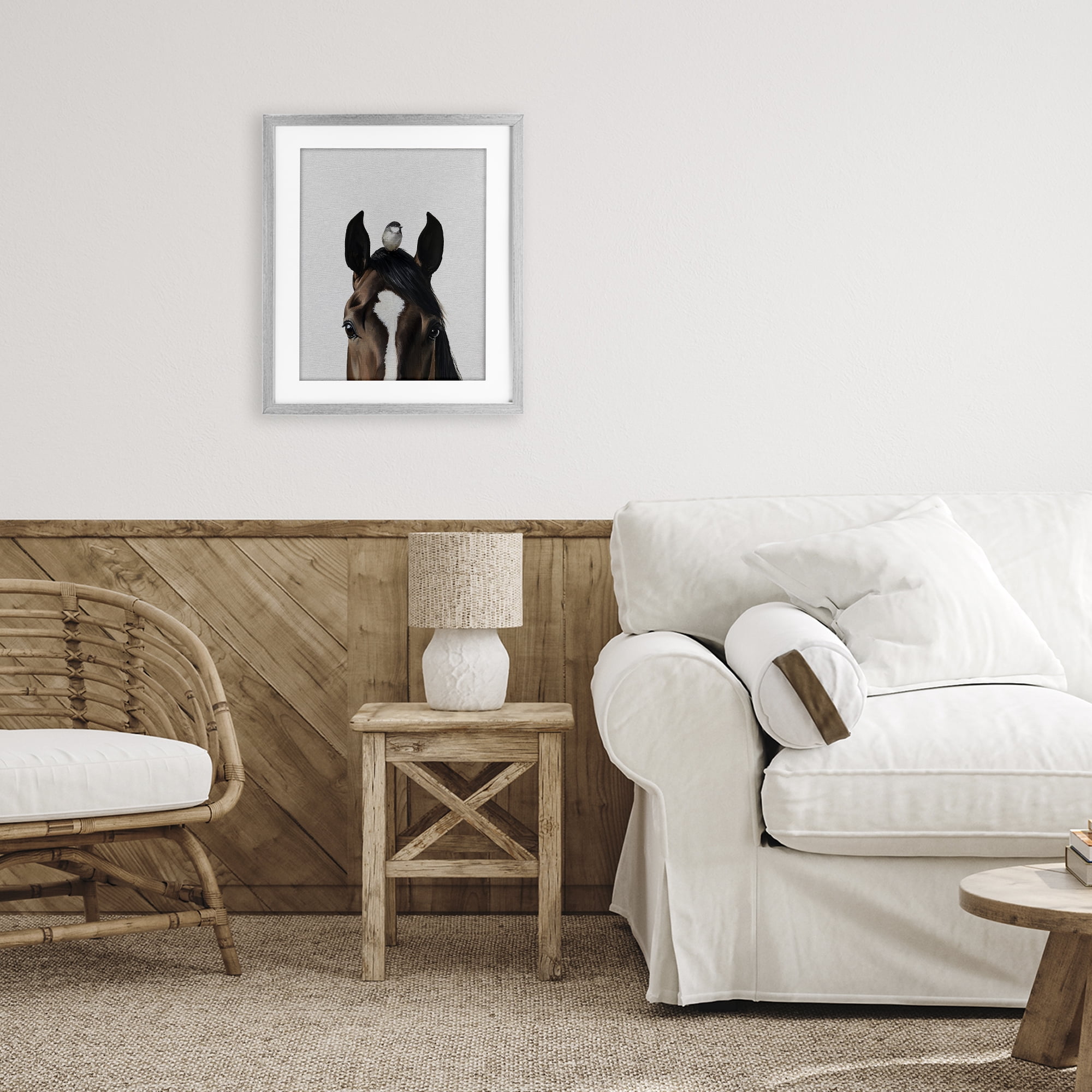 Stupell Industries Quiet Companion Horse & Bird Gray Framed Print Under Glass, design by Svetlana Aleynikova