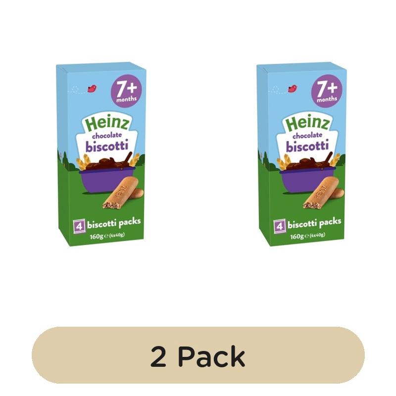 Heinz Chocolate Biscotti Baby Food Snacks 7+ Months Multipack 4 x 40g, British Import (Pack of 2)