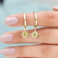 thumbnail image 4 of Rosec Jewels Sunburst Hoop Drop Earrings with Peridot for Women - August Birthstone Earrings, 10K Yellow Gold, 4 of 7
