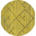 thumbnail image 1 of Ahgly Company Indoor Round Abstract Yellow Modern Area Rugs, 8' Round, 1 of 4