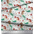 thumbnail image 3 of Soimoi Moss Georgette Fabric Mermaid & Starfish Ocean Print Fabric by The Yard 42 Inch Wide, 3 of 3