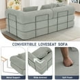 thumbnail image 5 of Wiilayok Convertible Sleeper Sofa Bed,Corduroy Modular Folding Mattress Couch with Fixed-Shape Frame,Comfy Futon Sofa Bed for Living Room, Bedroom(80",Light Gray), 5 of 10