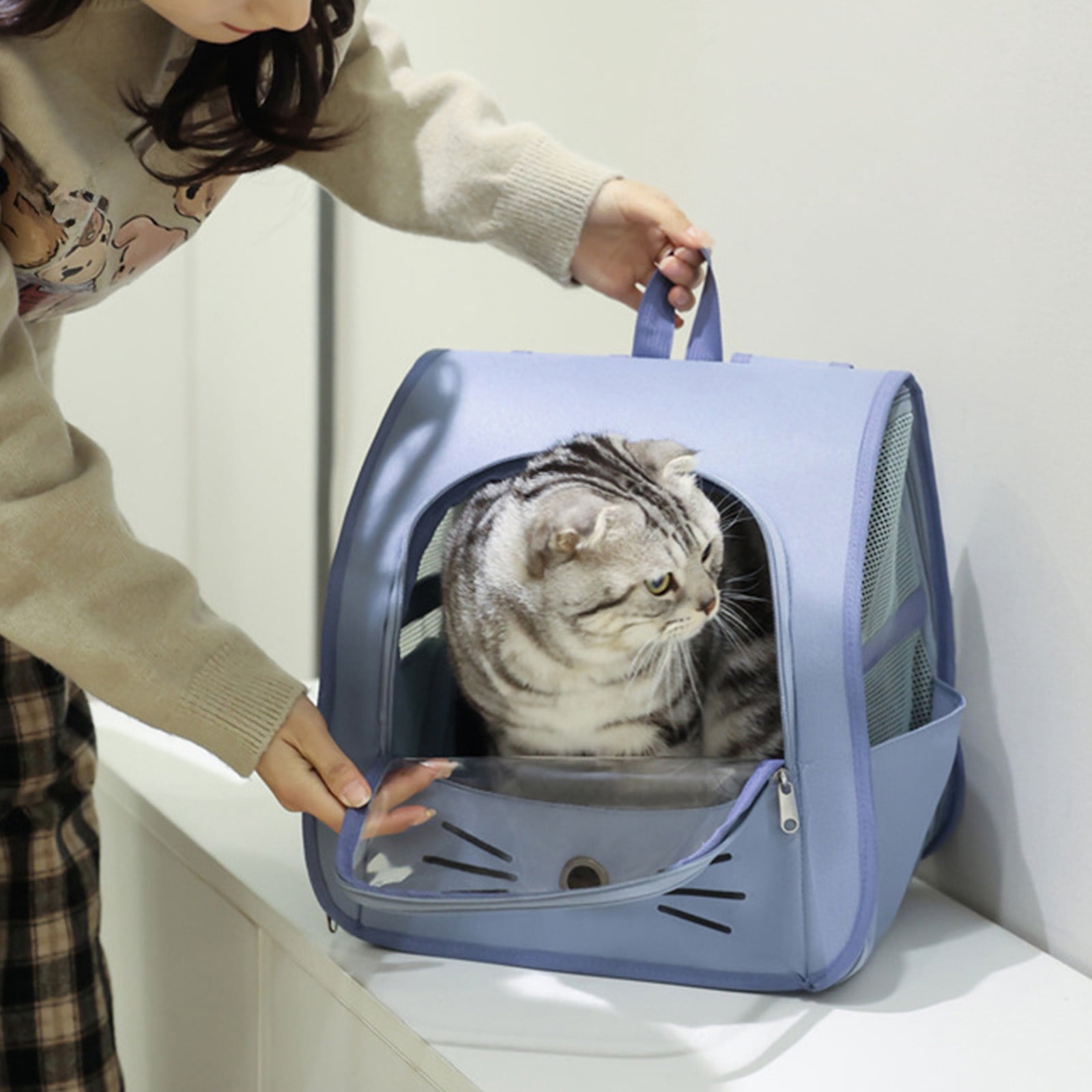 Handheld Backpack 2 In 1 Cats Carrier Foldable Pet Backpack for Small Dogs Cats Pet Sling Carrier Suitable for Outdoor Hiking Vet Visits Travel