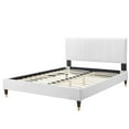 thumbnail image 3 of Platform Bed Frame, Full Size, Velvet, White, Modern Contemporary Urban Design, Bedroom Master Guest Suite, 3 of 10