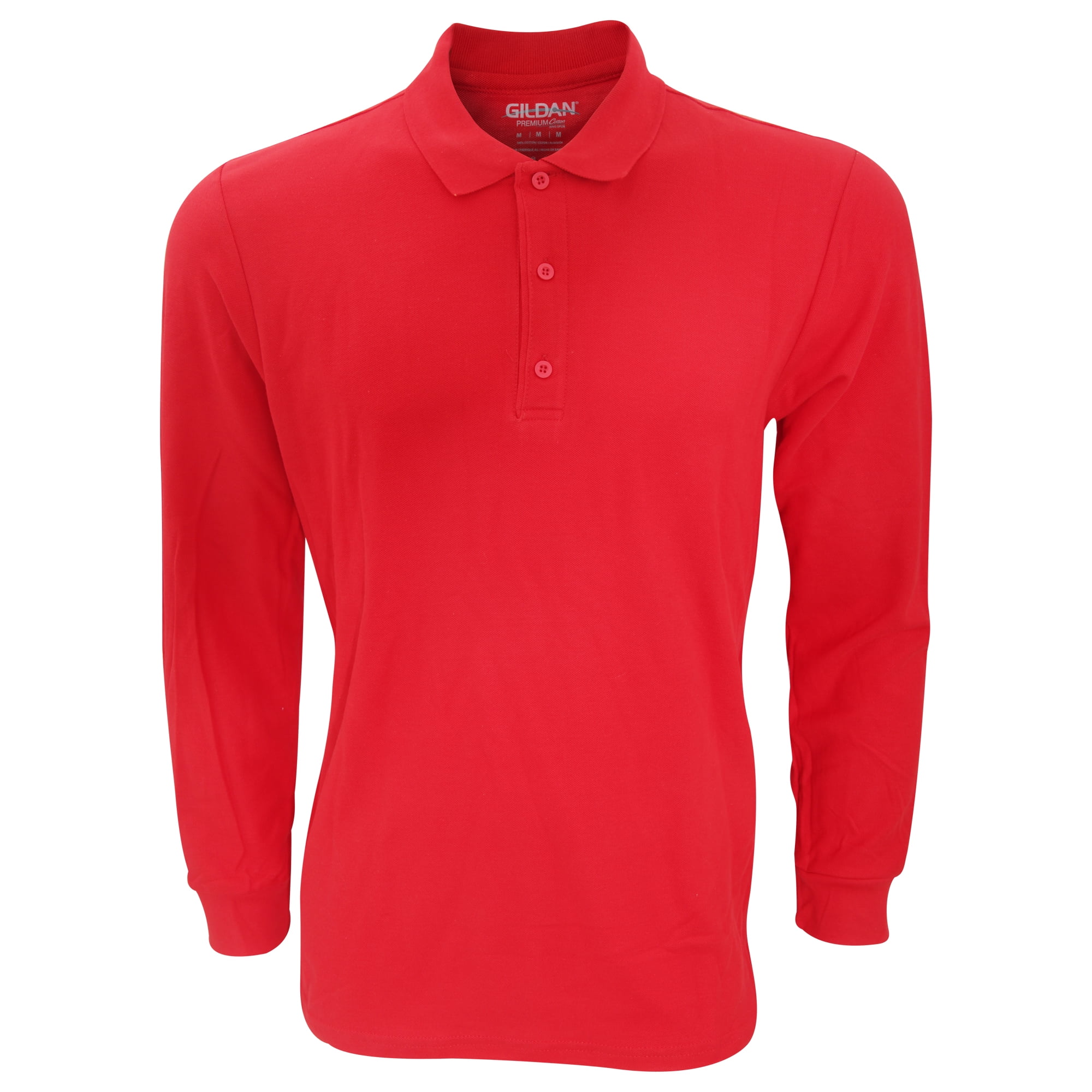 Gildan Mens Long Sleeve Premium Cotton Double Pique Polo Shirt ...