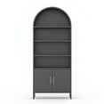 thumbnail image 2 of Garvee Black Arch Bookcases, 73" Metal Display Cabinets with Doors and Adjustable Shelves for Living Room, Office, 2 of 5