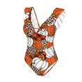 thumbnail image 4 of Yiaed Various Pumpkins Print Women's Ruffled One Piece Swimsuit V Neck Swimwear Slimming Monokini for Woman-Small, 4 of 8