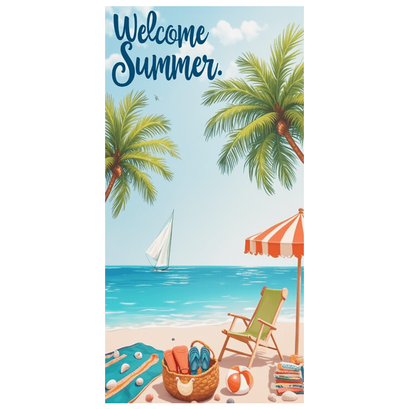 Tropical Beach Banner Summer Vacation Lightweight Welcome Summer with Palm Trees Relax for Beach Party Holiday Outdoor