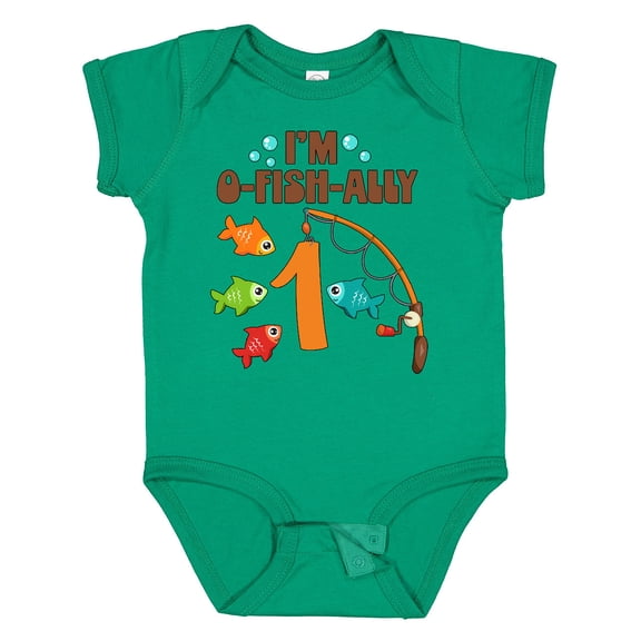 Inktastic I'm O-fish-ally One Fishing Birthday Boys or Girls Baby Bodysuit
