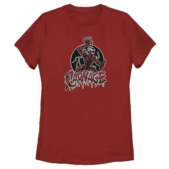 Women's Marvel Venom Carnage Circle  Graphic Tee Red Small