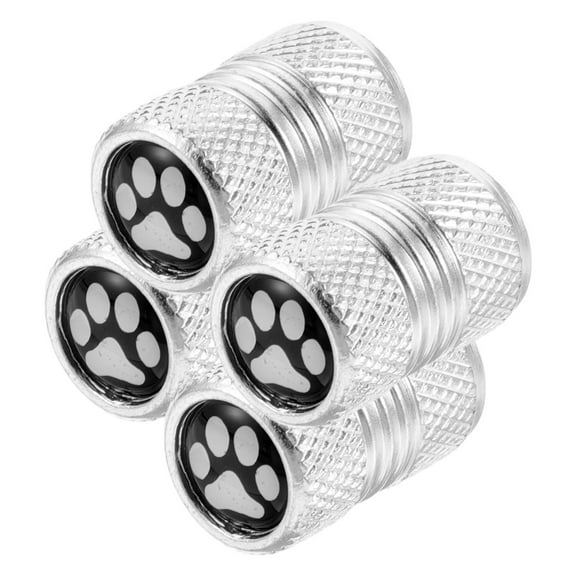 Masteelf 4-Pack Universal Stainless Steel Tire Valve Stem Caps with Paw Print Design Airtight Covers for Cars, Motorcycles, Trucks,