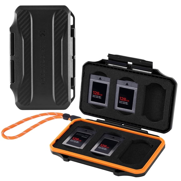 K&F Concept 6 Slots XQD Cfexpress Type-B Card Holder, Water-Resistant Memory Card Storage Carring Case, Shockproof Card Protection Box Organizer
