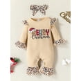 thumbnail image 3 of Faithtur Baby Girls 2Pcs Christmas Outfits, Long Sleeve Ruffle Bell-Bottom Romper + Headband Set, 3 of 9