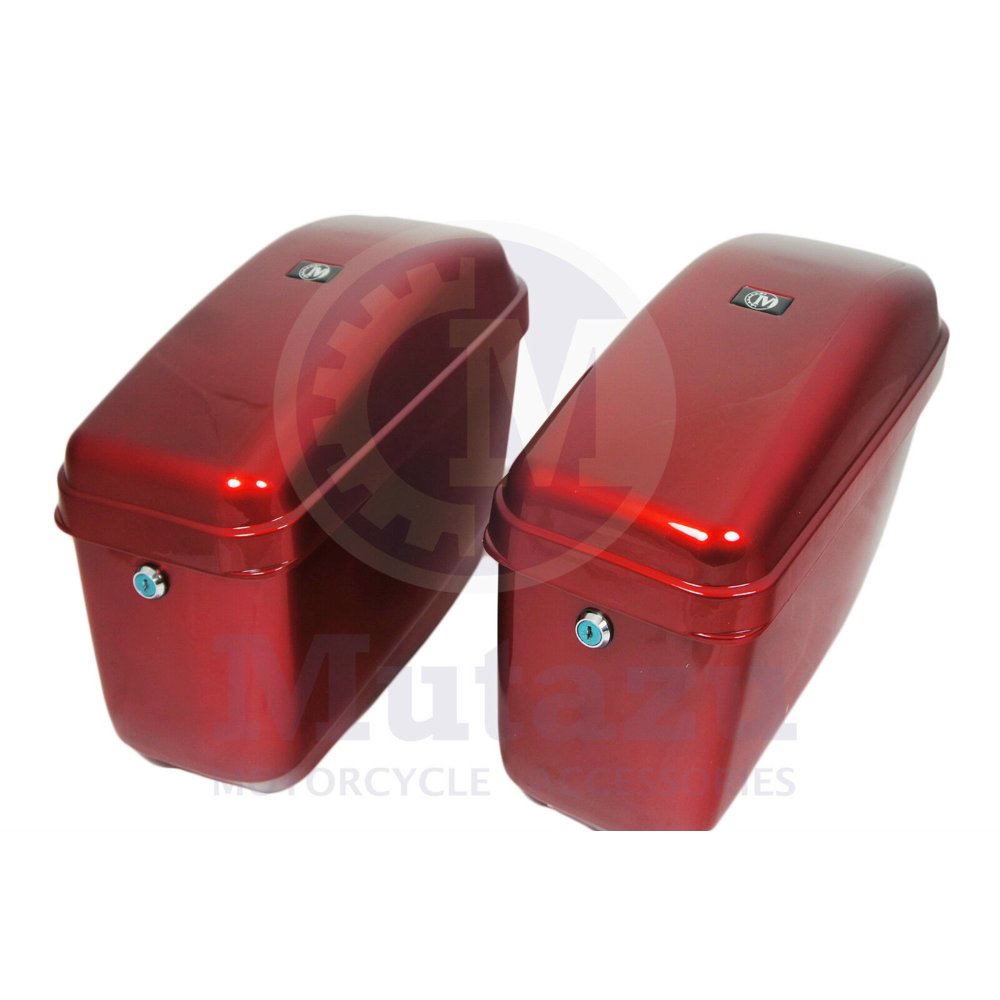 Mutazu Burgundy Red GA Universal Motorcycle Hard Saddlebags fits most