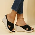 thumbnail image 6 of GERsome Womens Platform Espadrilles Slip On Wedge Sandals Open Toe Slides Shoes, 6 of 9