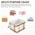thumbnail image 6 of Yayeee Collapsible Cube Storage Bin with Lid Fabric Closet Decorative Basket with Handles, Cream Plaid, 6 of 7
