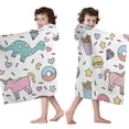 thumbnail image 4 of Colorful Fantasy Food Elements Pattern Hooded Bath Towel，50"x30" for Ages 3 To 12 Kids, Quick Dry Lightweight Soft Microfiber Hood Beach Towel Cover Up for Kids, 4 of 7