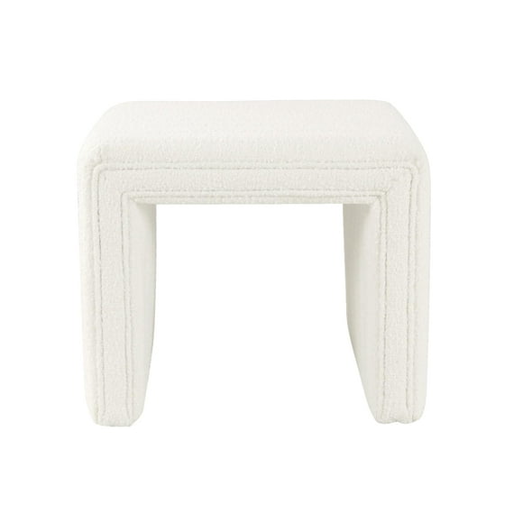 HomePop Modern Channel Tufted Ottoman Home D?cor|Ottoman for Living Room & Bedroom - Cream Boucle