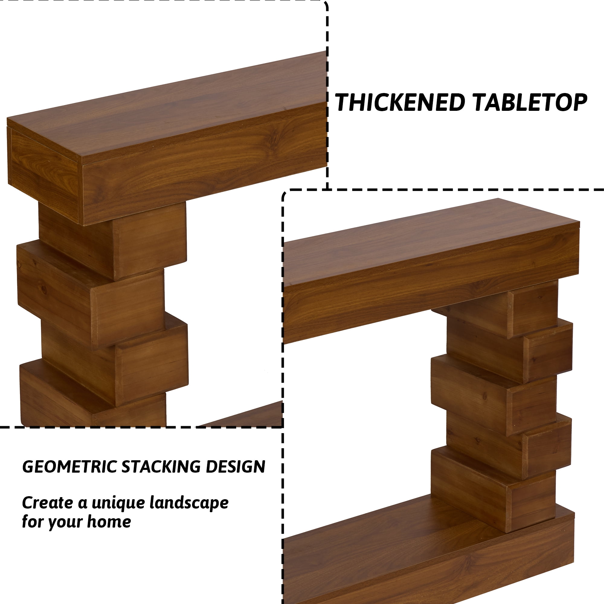 MDQMD Farmhouse Console Table with Irregular Design,Mid Century Modern Console Table for Entryway,Wooden Entryway Table for Living Room,Hallway