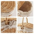 thumbnail image 5 of Wicker Picnic Basket with Double Lid, Storage Hamper with Handle for Camping, Shopping, 5 of 8