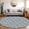 thumbnail image 6 of HomeRoots 622990 8 ft. Blue & Ivory Damask Washable Transitional Indoor & Outdoor Round Area Rug, 6 of 9