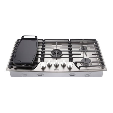 LG - STUDIO 36" Built-In Gas Cooktop with UltraHeat Dual Burner - Stainless Steel