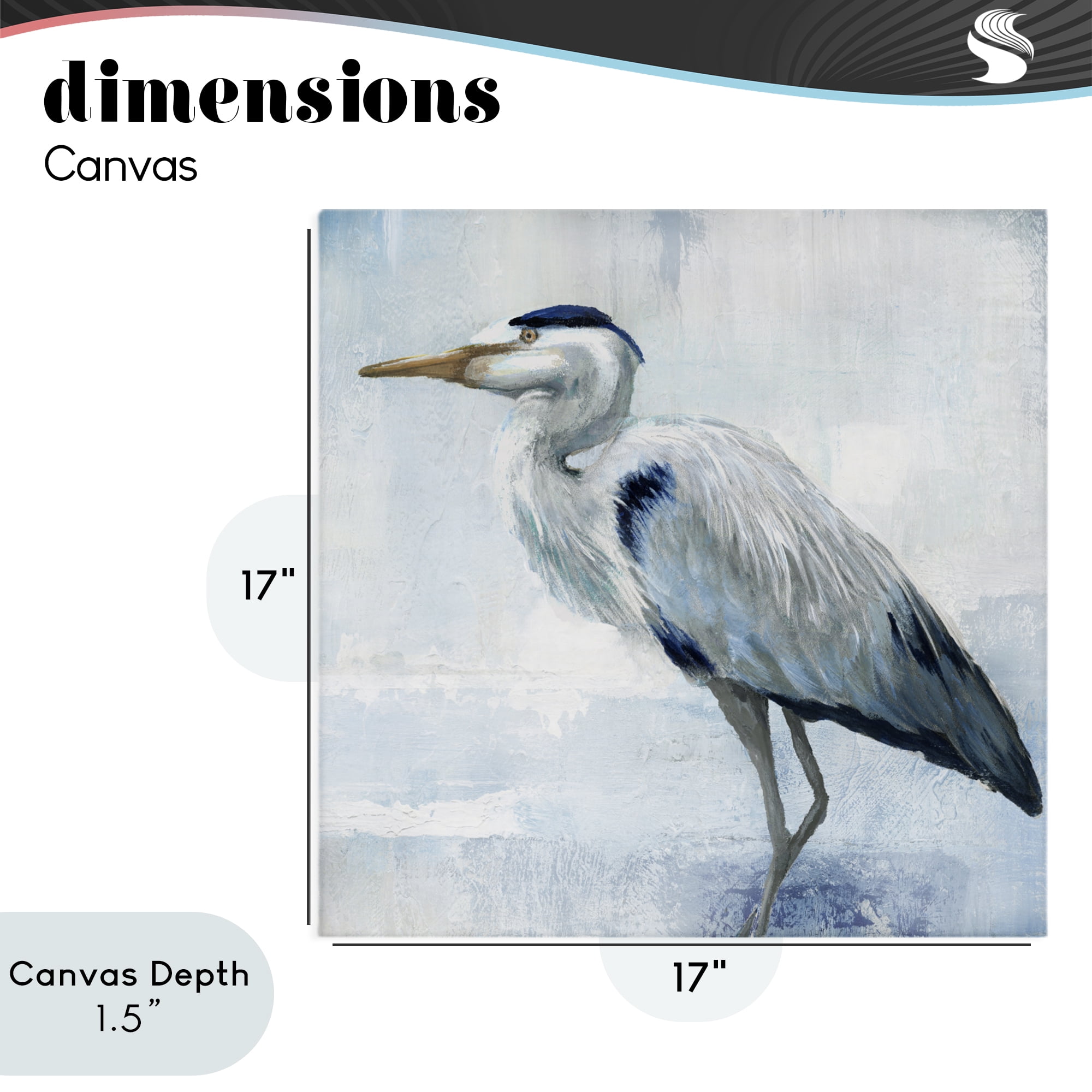 Stupell Industries Faded Blue Heron Canvas Wall Art, design by Nan