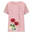 thumbnail image 4 of Otvok Tee Shirt for Women Spring Summer Round Neck Short Sleeve Casual Printed Button T-Shirt, 4 of 6