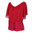 thumbnail image 3 of Camisas holgadas de chifón con hombros descubiertos y manga con y cuello en V de verano para mujer Rojo M Yuyangstore Camiseta de mujer con hombros descubiertos, 3 of 8