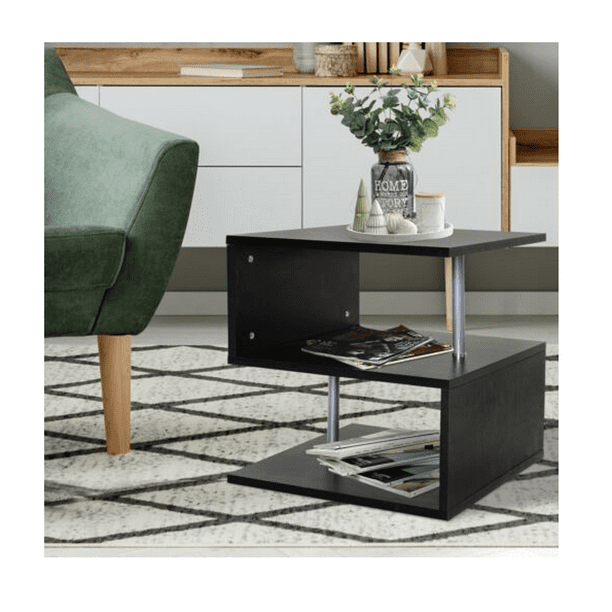 2 Tier Side End Coffee Table Storage Shelves Sofa Couch Living Room Furniture Black Walmart Com Walmart Com