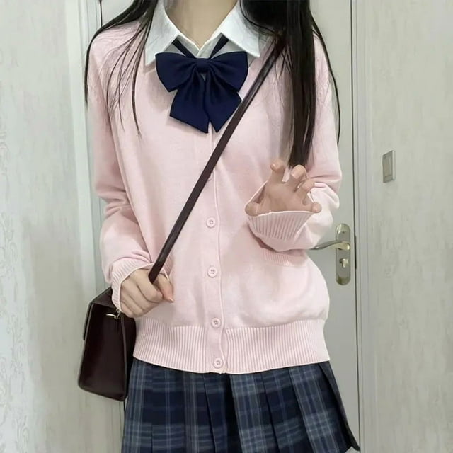 Japanese JK Uniform Cardigan Knit Sweater Long Sleeve Preppy Style Soft Comfortable Fall Winter