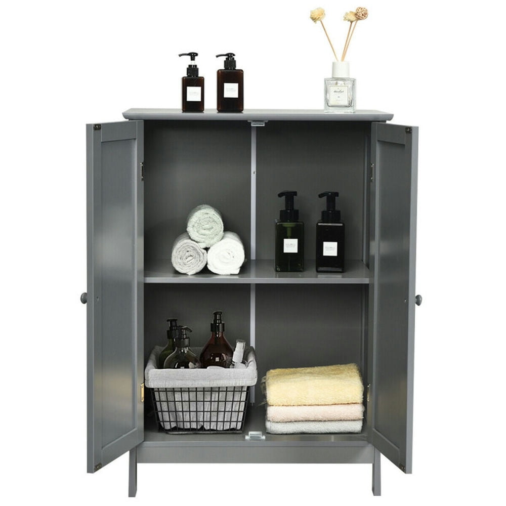 Finihen Bathroom Storage Cabinet, Bathroom Floor Cabinet, Bathroom Floor Storage Double Door Cupboard Cabinet, for Bathroom, Living Room, Bedroom, Kitchen, Gray Finihen Bathroom Storage Cabinet, Bathroom Floor Cabinet, Bathroom Floor Storage Double Door Cupboard Cabinet, for Bathroom, Living Room, Bedroom, Kitchen, Gray