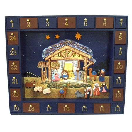 UPC 086131492853 product image for Kurt Adler J3767 Wooden Nativity Advent Calendar with 24 Magnetic Piece | upcitemdb.com